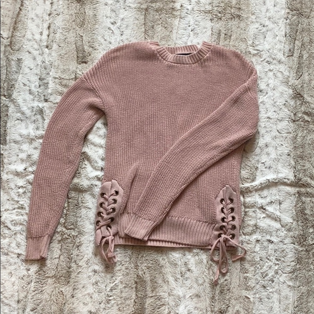 Women’s Dusty Pink Knitted Side-Tie Sweater